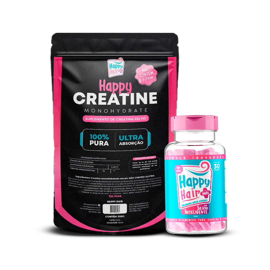 Creatina 100% Pura 300g + Happy Hair