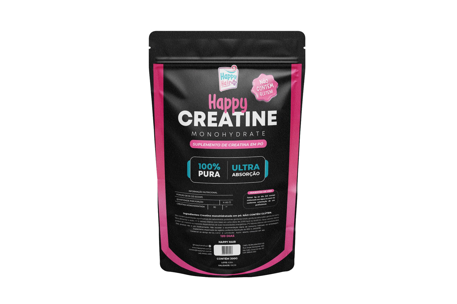 Creatina Monohidratada 100% Pura 300g - Happy Creatine